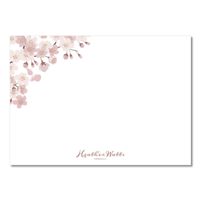 5x7 Cherry Blossom Personalized Notecards