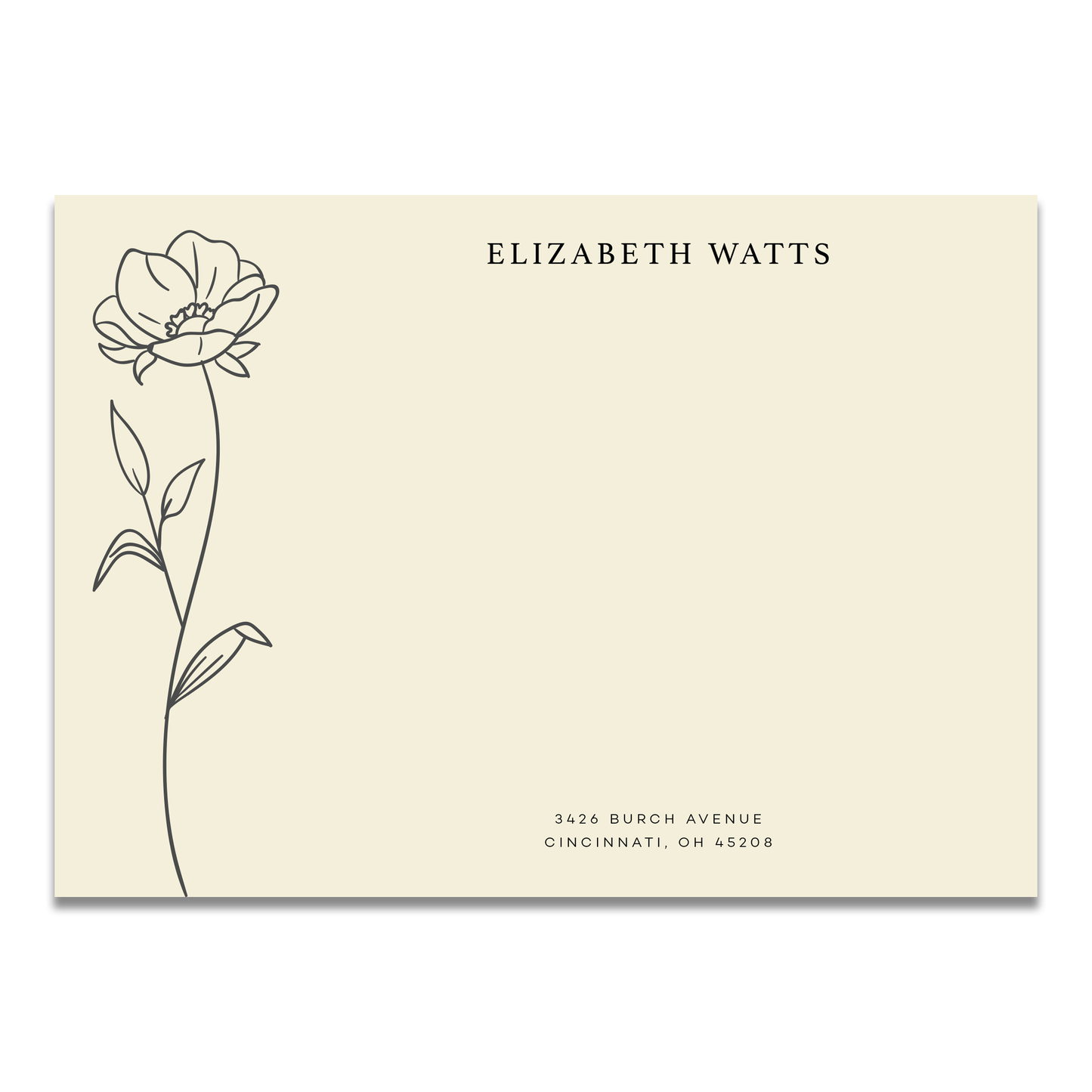 5x7Hand Drawn Flower Personalized Notecards